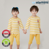 KOREA__OLOMIMI_  22SS Kids home wear_loungewear_Three_quarter sleeves Rayon_Stripe Yellow